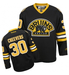 Youth Reebok Boston Bruins #30 Gerry Cheevers Premier Black Third NHL Jersey