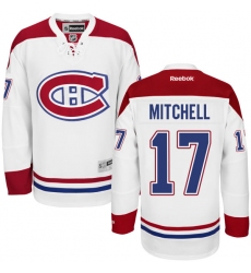 Youth Reebok Montreal Canadiens #17 Torrey Mitchell Authentic White Away NHL Jersey