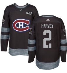 Men's Adidas Montreal Canadiens #2 Doug Harvey Authentic Black 1917-2017 100th Anniversary NHL Jersey