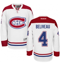 Youth Reebok Montreal Canadiens #4 Jean Beliveau Authentic White Away NHL Jersey