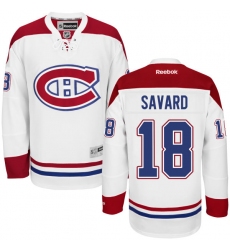Women's Reebok Montreal Canadiens #18 Serge Savard Authentic White Away NHL Jersey