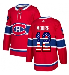Youth Adidas Montreal Canadiens #12 Dickie Moore Authentic Red USA Flag Fashion NHL Jersey