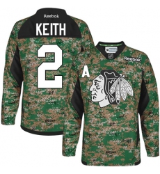 Men's Reebok Chicago Blackhawks #2 Duncan Keith Premier Camo Veterans Day Practice NHL Jersey