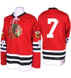Men's Mitchell and Ness Chicago Blackhawks #7 Chris Chelios Premier Red 1960-61 Throwback NHL Jersey