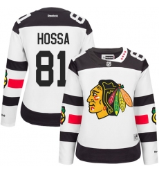 Women's Reebok Chicago Blackhawks #81 Marian Hossa Authentic White 2016 Stadium Series NHL Jersey