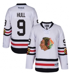 Men's Reebok Chicago Blackhawks #9 Bobby Hull Premier White 2017 Winter Classic NHL Jersey