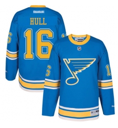 Men's Reebok St. Louis Blues #16 Brett Hull Premier Blue 2017 Winter Classic NHL Jersey