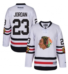 Men's Reebok Chicago Blackhawks #23 Michael Jordan Premier White 2017 Winter Classic NHL Jersey
