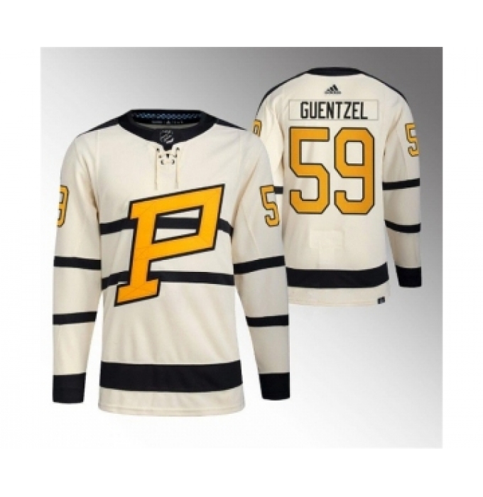 Men's Pittsburgh Penguins #59 Jake Guentzel Cream 2023 Winter Classic Stitched Jersey