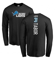 NFL Nike Detroit Lions #31 Teez Tabor Black Backer Long Sleeve T-Shirt