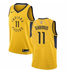 Men's Nike Indiana Pacers #11 Domantas Sabonis Swingman Gold NBA Jersey Statement Edition