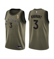 Men's Toronto Raptors #3 OG Anunoby Swingman Green Salute to Service 2019 Basketball Finals Champions Jersey