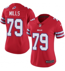 Women's Nike Buffalo Bills #79 Jordan Mills Limited Red Rush Vapor Untouchable NFL Jersey