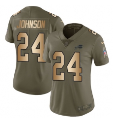Women's Nike Buffalo Bills #24 Leonard Johnson Limited Olive/Gold 2017 Salute to Service NFL Jersey