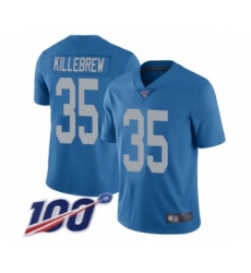Men's Detroit Lions #35 Miles Killebrew Blue Alternate Vapor Untouchable Limited Player 100th Season Football Jersey