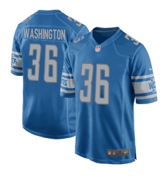 Men's Nike Detroit Lions #36 Dwayne Washington Game Blue Team Color NFL Jersey