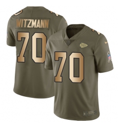 Men's Nike Kansas City Chiefs #70 Bryan Witzmann Limited Olive/Gold 2017 Salute to Service NFL Jersey