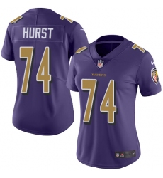 Women's Nike Baltimore Ravens #74 James Hurst Limited Purple Rush Vapor Untouchable NFL Jersey