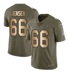 Men's Nike Baltimore Ravens #66 Ryan Jensen Limited Olive/Gold Salute to Service NFL Jersey