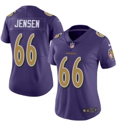 Women's Nike Baltimore Ravens #66 Ryan Jensen Limited Purple Rush Vapor Untouchable NFL Jersey