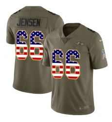 Youth Nike Baltimore Ravens #66 Ryan Jensen Limited Olive/USA Flag Salute to Service NFL Jersey