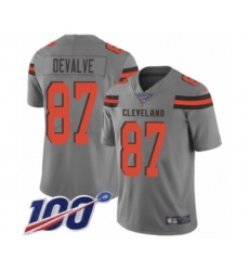 Men's Cleveland Browns #87 Seth DeValve Limited Gray Inverted Legend 100th Season Football Jersey