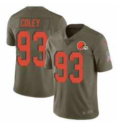 Youth Nike Cleveland Browns #93 Trevon Coley Limited Olive 2017 Salute to Service NFL Jersey