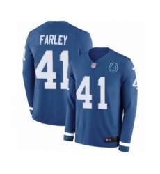 Youth Nike Indianapolis Colts #41 Matthias Farley Limited Blue Therma Long Sleeve NFL Jersey