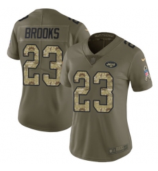 Women's Nike New York Jets #23 Terrence Brooks Limited Olive/Camo 2017 Salute to Service NFL Jersey