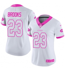 Women's Nike New York Jets #23 Terrence Brooks Limited White/Pink Rush Fashion NFL Jersey