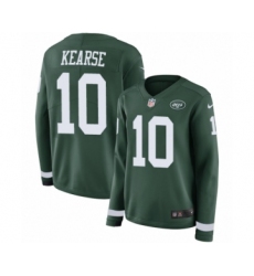 Women's Nike New York Jets #10 Jermaine Kearse Limited Green Therma Long Sleeve NFL Jersey