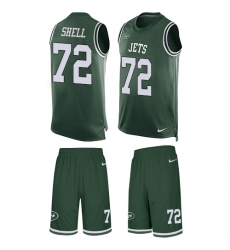 Men's Nike New York Jets #72 Brandon Shell Limited Green Tank Top Suit NFL Jersey