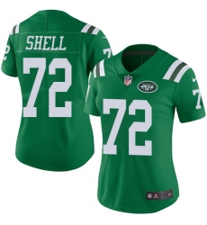 Women's Nike New York Jets #72 Brandon Shell Limited Green Rush Vapor Untouchable NFL Jersey