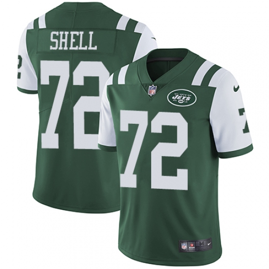 Youth Nike New York Jets #72 Brandon Shell Green Team Color Vapor Untouchable Limited Player NFL Jersey