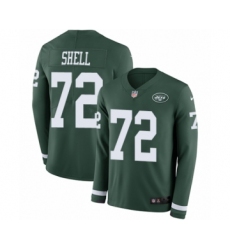 Youth Nike New York Jets #72 Brandon Shell Limited Green Therma Long Sleeve NFL Jersey