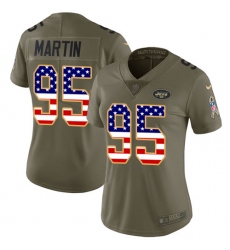 Women's Nike New York Jets #95 Josh Martin Limited Olive/USA Flag 2017 Salute to Service NFL Jersey