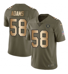 Youth Nike Oakland Raiders #58 Tyrell Adams Limited Olive/Gold 2017 Salute to Service NFL Jersey