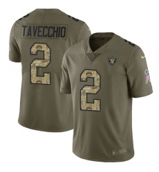 Men's Nike Oakland Raiders #2 Giorgio Tavecchio Limited Olive/Camo 2017 Salute to Service NFL Jersey