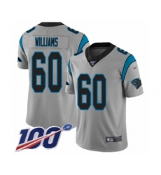 Men's Carolina Panthers #60 Daryl Williams Silver Inverted Legend Limited 100th Season Football Jersey