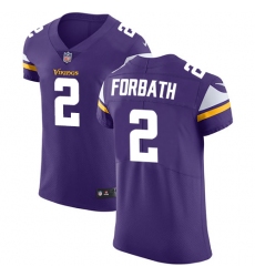 Men's Nike Minnesota Vikings #2 Kai Forbath Purple Team Color Vapor Untouchable Elite Player NFL Jersey