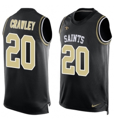 Men's Nike New Orleans Saints #20 Ken Crawley Limited Black Player Name & Number Tank Top NFL Jersey
