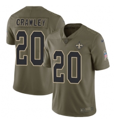 Men's Nike New Orleans Saints #20 Ken Crawley Limited Olive 2017 Salute to Service NFL Jersey