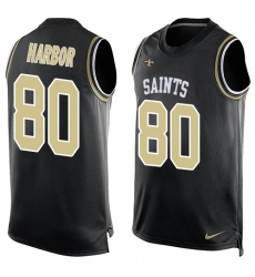Men's Nike New Orleans Saints #80 Clay Harbor Limited Black Player Name & Number Tank Top NFL Jersey