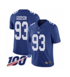 Men's New York Giants #93 B.J. Goodson Royal Blue Team Color Vapor Untouchable Limited Player 100th Season Football Jersey