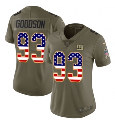 Women's Nike New York Giants #93 B.J. Goodson Limited Olive/USA Flag 2017 Salute to Service NFL Jersey