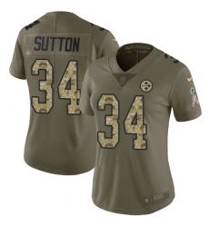 Women's Nike Pittsburgh Steelers #34 Cameron Sutton Limited Olive/Camo 2017 Salute to Service NFL Jersey