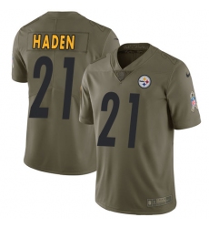 Men's Nike Pittsburgh Steelers #21 Joe Haden Limited Olive 2017 Salute to Service NFL Jersey