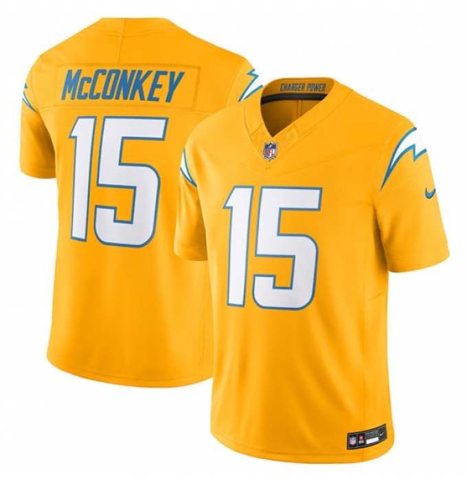 Men's Los Angeles Chargers #15 Ladd McConkey Gold 2025 F.U.S.E. AlternateVapor Limited Football Stitched Jersey