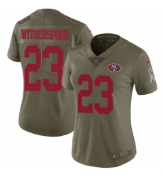 Women's Nike San Francisco 49ers #23 Ahkello Witherspoon Limited Olive 2017 Salute to Service NFL Jersey