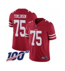 Youth San Francisco 49ers #75 Laken Tomlinson Red Team Color Vapor Untouchable Limited Player 100th Season Football Jersey